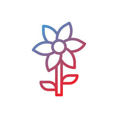 Gradient Bloom, Simple Flower Icon Illustration