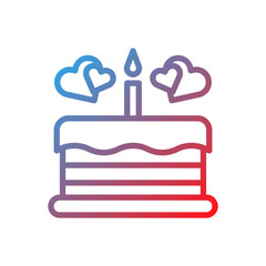 Celebration Cake with Hearts and Candle Icon