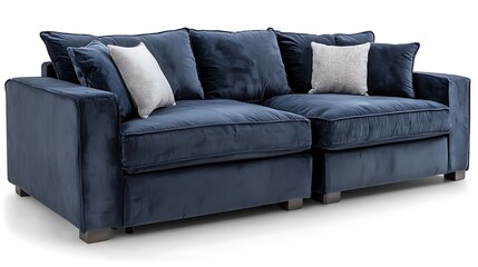 Obraz premium A blue couch with pillows on it