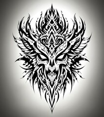 Obraz premium Intricate Tribal Mask Art, Black & White Design