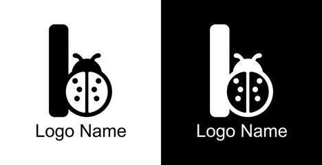 letter b logo design combined with ladybug