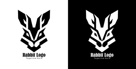 rabbit head logo design with geometric shapes
