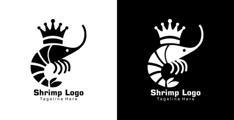 shrimp logo design wearing a crown