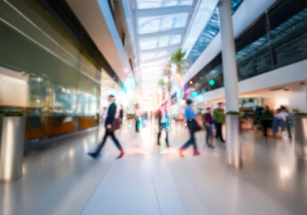Modern commercial space in Hong Kong, showcasing a bustling business environment. People move through the bright, contemporary interior of this building.