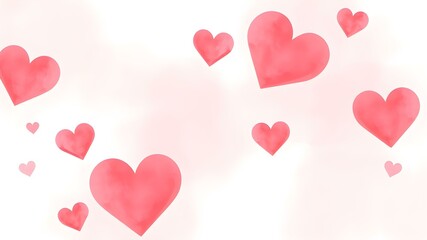 Pink Watercolor Hearts: A delicate and whimsical background featuring scattered pink watercolor hearts in various sizes, exuding love and joy. Perfect for Valentine's Day, wedding invitations.