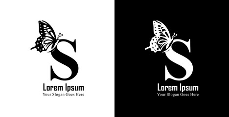 letter s logo design combined with butterfly