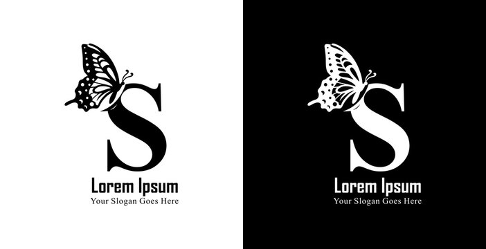 letter s logo design combined with butterfly