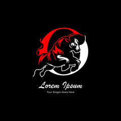 The logo design is in the form of a jumping bull combined with the letter O