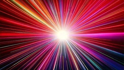カラフルなレーザー風サンバースト 近未来の雰囲気 背景素材 16:9サイズ AI生成素材