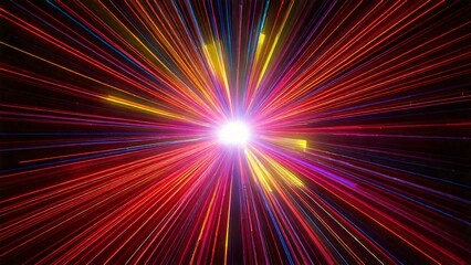 カラフルなレーザー風サンバースト 近未来の雰囲気 背景素材 16:9サイズ AI生成素材