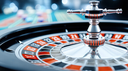 close up of roulette wheel showcasing spinning mechanism and vibrant colors