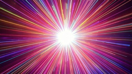 カラフルなレーザー風サンバースト 近未来の雰囲気 背景素材 16:9サイズ AI生成素材