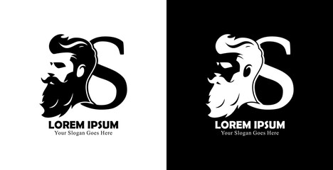 logo design in the form of a silhouette of a man's head combined with the letter S