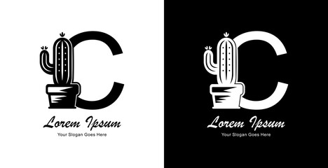 cactus logo design combined with the letter C © Yohanes