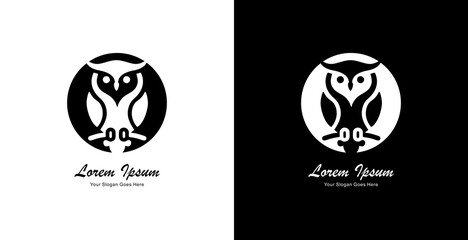 owl logo design combined with a circle