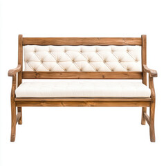 Elegant Wooden Bench with Cushioned Seat and Backrest in Minimalist Design
