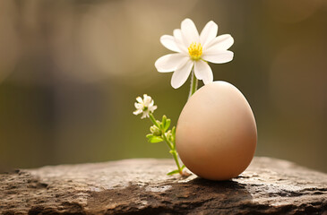 minimalist composition with colorful easter eggs in a row or circle isolated on clean background.many eggs in basket. on white flower raising from ground, as decoration.generative ai image