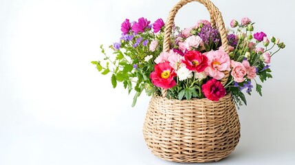 bouquet of tulips in a basket