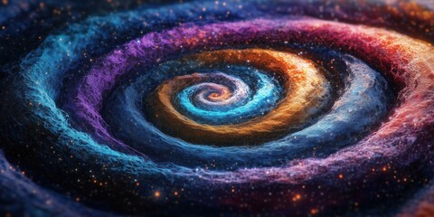 Colorful spiral galaxy with vibrant hues and cosmic details in deep space