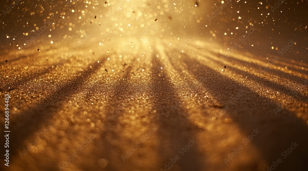 Aufkleber golden light shines down from the top left corner of an abstract background, grainy effect with part
