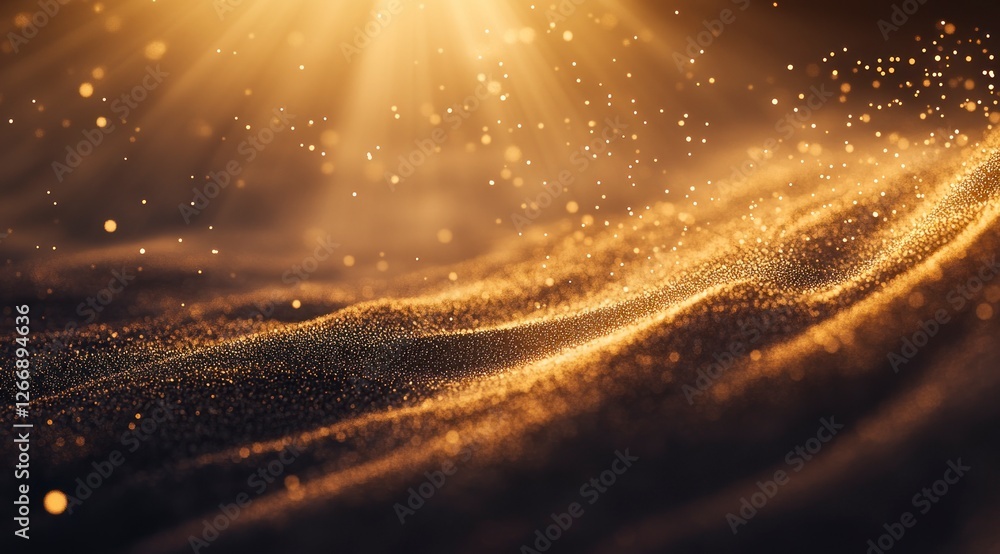 Aufkleber golden light shines down from the top left corner of an abstract background, grainy effect with part