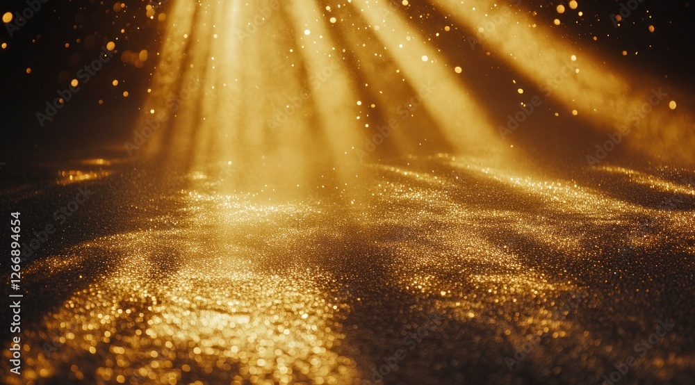Aufkleber golden light shines down from the top left corner of an abstract background, grainy effect with part