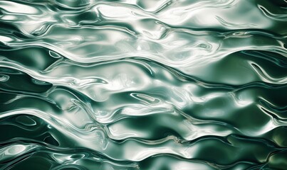 Obraz premium Abstract green and silver wave patterns in fluid motion for artistic backgrounds