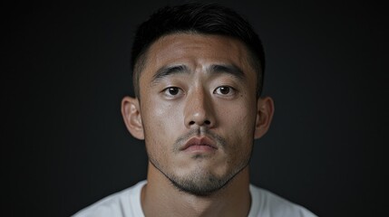 Obraz premium Serious Asian Man Portrait Studio Shot