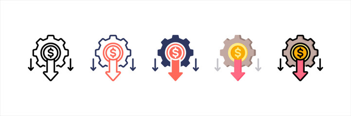 Cost Reduction Multistyle Icon Set