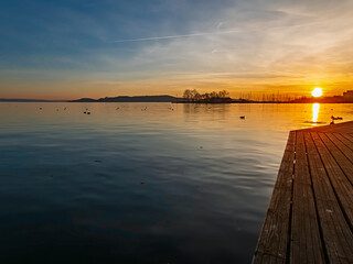 Lake Balaton in Balatonfured at sunset
