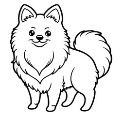 Fototapeta premium Adorable cute husky fluffy Pomeranian dog, American eskimo dog. hand drawn icon cartoon character line art vector illustration outline image