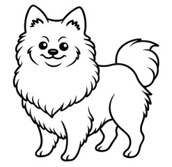 Adorable cute husky fluffy Pomeranian dog, American eskimo dog. hand drawn icon cartoon character line art vector illustration outline image