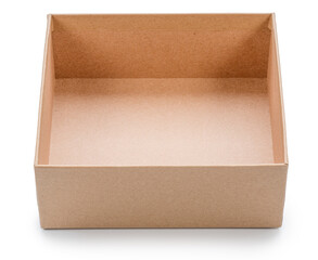 Open empty cardboard gift box, top view, isolated on white background. File contains clipping path.
