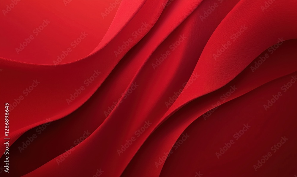Poster elegant flowing red fabric background with smooth curves and waves