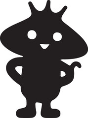 black and white cartoon monster