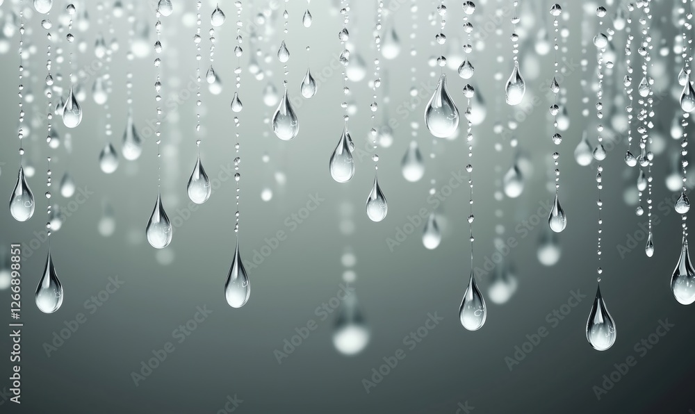Poster raindrops cascading down in a beautiful gradient background with soft focus