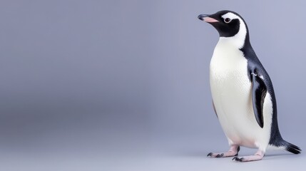 Obraz premium Single Penguin On Light Gray Background