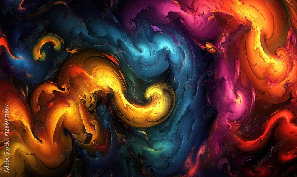 Poster colorful abstract swirl pattern with vibrant hues and dynamic movement