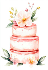 Cute Easter Bunny on a Cake with Colorful Eggs