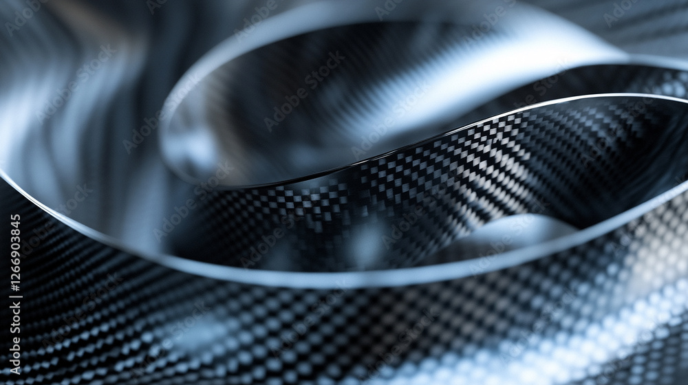 Poster exploring the intricate patterns of carbon fiber in a detailed close-up view