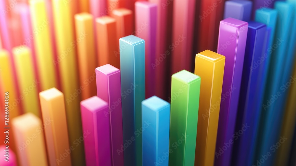 Poster a multi-colored d bar graph depicting quarterly sales figures, with each bar labeled clearly, showca