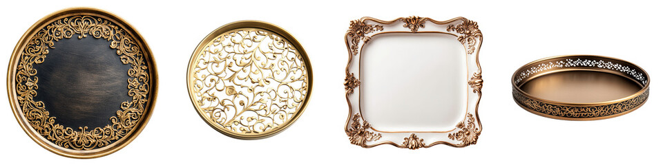 Collection of ornate antique style gold frames and decorative borders with intricate floral and...