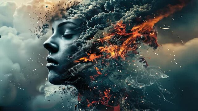 Creativity concept with a brain exploding in colors. Mind blown concept