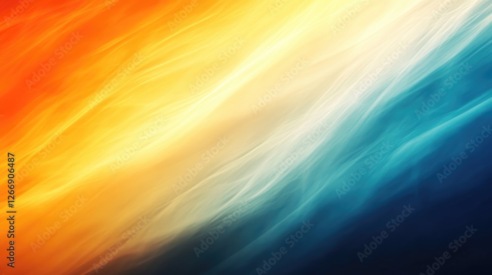 Poster a soft gradient abstract background transitioning from deep blues to bright oranges, evoking feeling