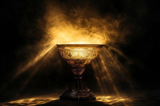 olden trophy with rays of light shining down on it, symbolizing the victory and achievement that comes from winning an award or competition.