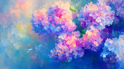 Fototapeta premium Vibrant Hydrangeas: A Colorful Floral Masterpiece