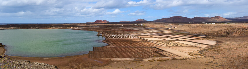 Janubio salt mines  (Salinas de Janubio ) panoramic view from above
