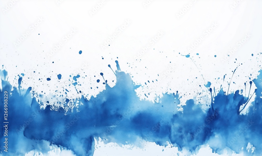Aufkleber Blue watercolor splash background with abstract artistic texture and fluid patterns