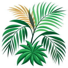 Vibrant palm tree leaves display a mix of lush green tones, adding a tropical feel to any environment. Smooth textures and rich colors make the foliage captivating