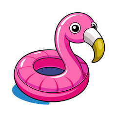 This colorful pink flamingo shaped inflatable ring is ideal for swimming pools and beach outings during sunny days, bringing joy and excitement to every water adventure